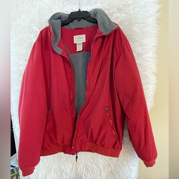 L.L. Bean Mens Vintage Nylon Full Zip Fleece Lined Red Jacket. Size XLT - Picture 4 of 14